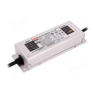 Power supply: switched-mode | LED | 75W | 75÷150VDC | 250÷500mA | IP65