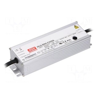 Power supply: switched-mode | LED | 90W | 64÷129VDC | 420÷700mA | IP65