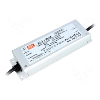 Power supply: switched-mode | LED | 96.12W | 54VDC | 1.78A | 180÷295VAC