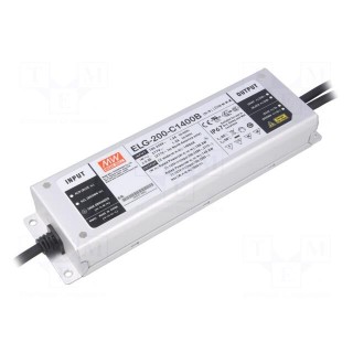 Power supply: switched-mode | LED | 198.8W | 71÷142VDC | 1400mA | IP67