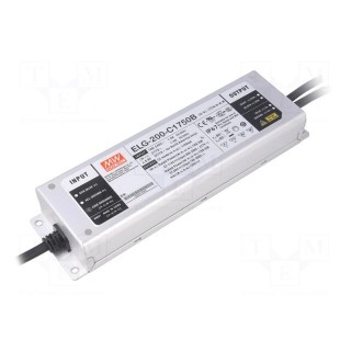 Power supply: switched-mode | LED | 200W | 57÷114VDC | 1750mA | IP67