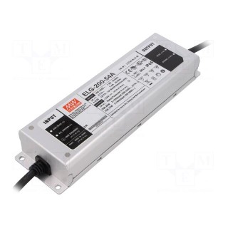 Power supply: switched-mode | LED | 200W | 54VDC | 1.86÷3.72A | IP65