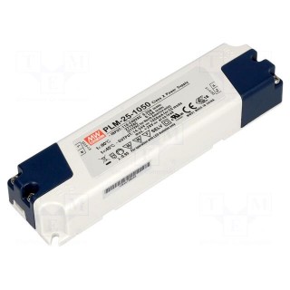 Power supply: switched-mode | LED | 25.2W | 14÷24VDC | 1050mA | IP30