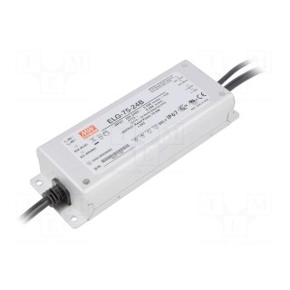 Power supply: switched-mode | LED | 75.6W | 24VDC | 3.15A | 180÷295VAC