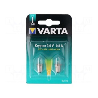 Filament lamp: krypton | P13,5s | 3.6V | 750mA | 2pcs | Package: blister
