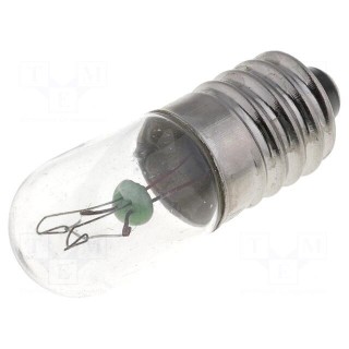 Filament lamp: miniature | E10 | 12VDC | 100mA | Bulb: cylindrical