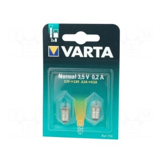 Filament lamp: miniature | E10 | 3.5V | 200mA | 2pcs | Package: blister