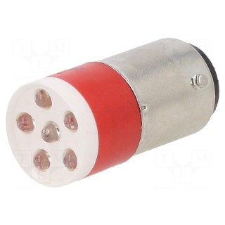 LED lamp | red | BA15D | 24÷28VDC | 24÷28VAC | -20÷60°C | Mat: plastic