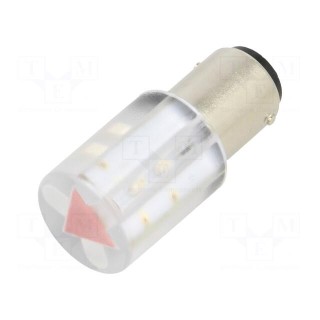 LED lamp | red | BA15D,T20 | 230VDC | 230VAC | -20÷60°C | Mat: plastic