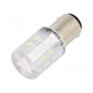 Indicator: LED | BA15D,T20 | white | plastic | 230VAC | 230VDC | -20÷60°C