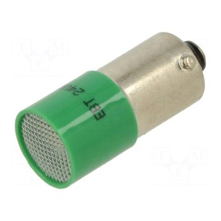 Indicator: LED | BA9S,T10 | green | plastic | 24VAC | 24VDC | -20÷60°C