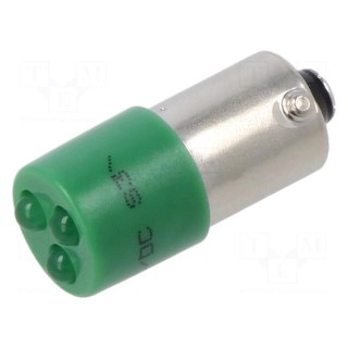 LED lamp | green | BA9S,T10 | 24VDC | 24VAC | -20÷60°C | Mat: plastic | 3mm