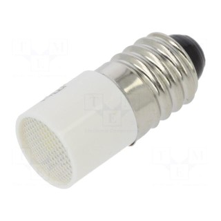 Indicator: LED | E10,T10 | white | plastic | 130VAC | 130VDC | -20÷60°C