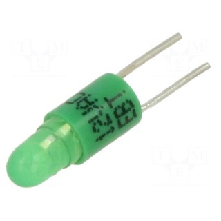 Indicator: LED | BI-PIN | green | plastic | 12VAC | 12VDC | Leads: 2pin