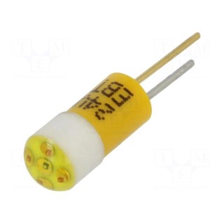 LED lamp | yellow | BI-PIN | 24VDC | -20÷60°C | Mat: plastic | 4.5mm