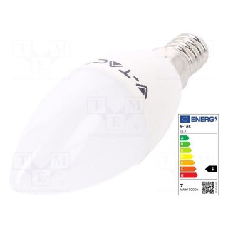 LED lamp | cool white | E14 | 220/240VAC | 600lm | P: 7W | 200° | 6400K