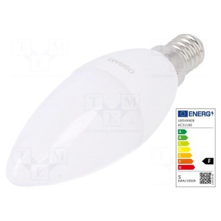 LED lamp | cool white | E14 | 230VAC | 470lm | P: 5.7W | 6500K | CRImin: 80