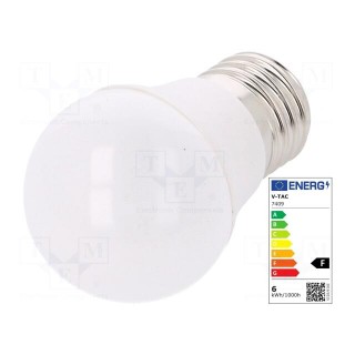 LED lamp | cool white | E27 | 220/240VAC | 470lm | 5.5W | 180° | 6400K