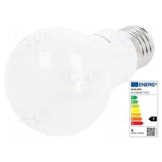 LED lamp | cool white | E27 | 230VAC | 470lm | P: 5W | 200° | 6500K