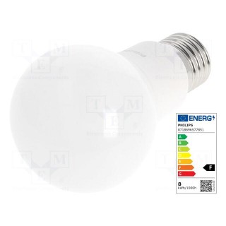 LED lamp | cool white | E27 | 230VAC | 806lm | P: 7.5W | 200° | 6500K