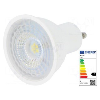 LED lamp | cool white | GU10 | 220/240VAC | 480lm | P: 6.5W | 110° | 6400K