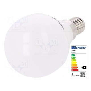 LED lamp | neutral white | E14 | 220/240VAC | 470lm | P: 5.5W | 180°