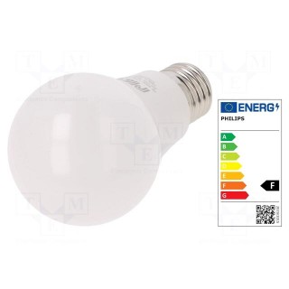 LED lamp | neutral white | E27 | 230VAC | 470lm | P: 5W | 4000K | CRImin: 80