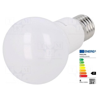 LED lamp | neutral white | E27 | 230VAC | 806lm | P: 7.5W | 200° | 4000K
