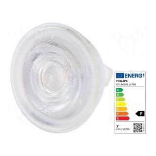 LED lamp | neutral white | GU5,3 | 12VAC | 660lm | P: 7W | 36° | 4000K
