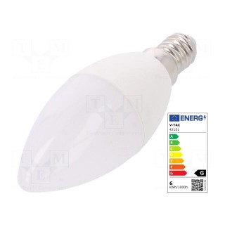 LED lamp | warm white | E14 | 220/240VAC | 470lm | P: 5.5W | 200° | 2700K
