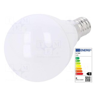 LED lamp | warm white | E14 | 220/240VAC | 470lm | 5.5W | 180° | 3000K