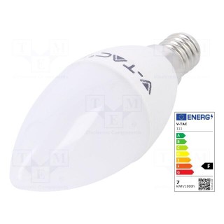 LED lamp | warm white | E14 | 220/240VAC | 600lm | P: 7W | 200° | 3000K