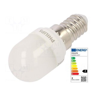 LED lamp | warm white | E14 | 230VAC | 150lm | P: 1.7W | 240° | 2700K