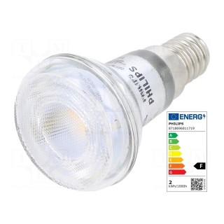 LED lamp | warm white | E14 | 230VAC | 150lm | P: 1.8W | 36° | 2700K