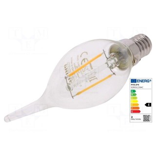 LED lamp | warm white | E14 | 230VAC | 250lm | P: 2W | 2700K | CRImin: 80