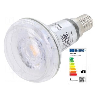 LED lamp | warm white | E14 | 230VAC | 320lm | P: 4.3W | 36° | 2700K