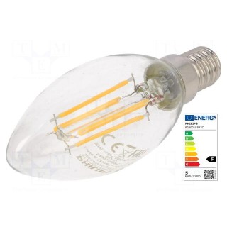 LED lamp | warm white | E14 | 230VAC | 470lm | P: 4.3W | 2700K | CRImin: 80