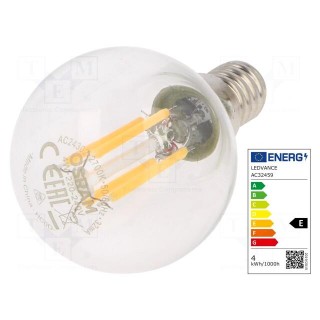 LED lamp | warm white | E14 | 230VAC | 470lm | P: 4W | 2700K | CRImin: 80