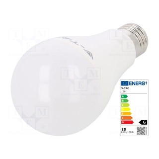LED lamp | warm white | E27 | 220/240VAC | 1250lm | P: 15W | 200° | 3000K