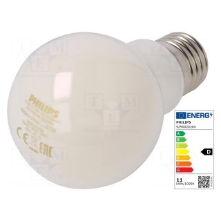 LED lamp | warm white | E27 | 230VAC | 1521lm | P: 10.5W | 2700K