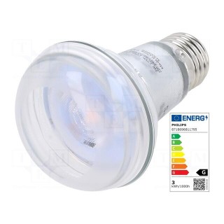 LED lamp | warm white | E27 | 230VAC | 210lm | P: 3W | 36° | 2700K
