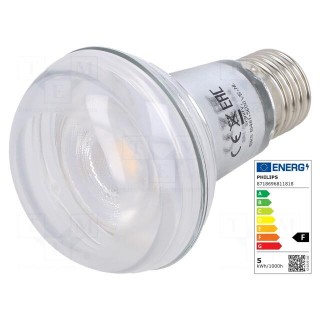 LED lamp | warm white | E27 | 230VAC | 345lm | P: 4.5W | 36° | 2700K