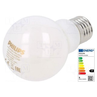 LED lamp | warm white | E27 | 230VAC | 470lm | P: 4.5W | 2700K | CRImin: 80