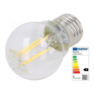 LED lamp | warm white | E27 | 230VAC | 470lm | P: 4.3W | 2700K | CRImin: 80