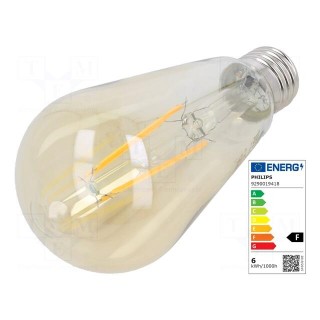 LED lamp | warm white | E27 | 230VAC | 600lm | P: 5.5W | 2500K | CRImin: 80