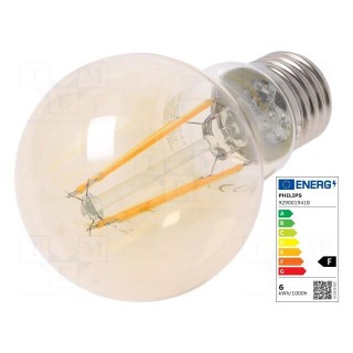 LED lamp | warm white | E27 | 230VAC | 600lm | P: 5.5W | 2500K | CRImin: 80