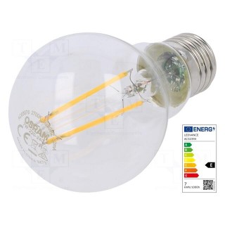LED lamp | warm white | E27 | 230VAC | 806lm | 7W | 2700K | CRImin: 80