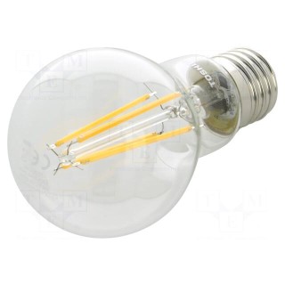 LED lamp | warm white | E27 | 230VAC | 806lm | 7W | 270° | 2700K | CRImin: 80