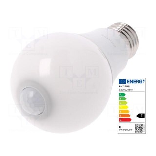 LED lamp | warm white | E27 | 230VAC | 806lm | P: 8W | 280° | 2700K