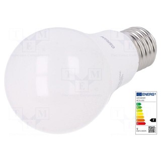 LED lamp | warm white | E27 | 230VAC | 806lm | P: 9W | 2700K | CRImin: 80